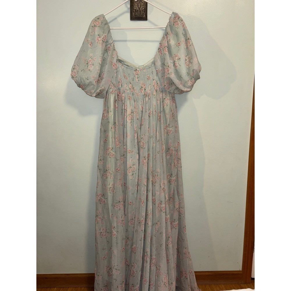 Worth Collective Willow Maxi Dress w/Train Cottage Sage Large NWT Princess - Picture 10 of 15